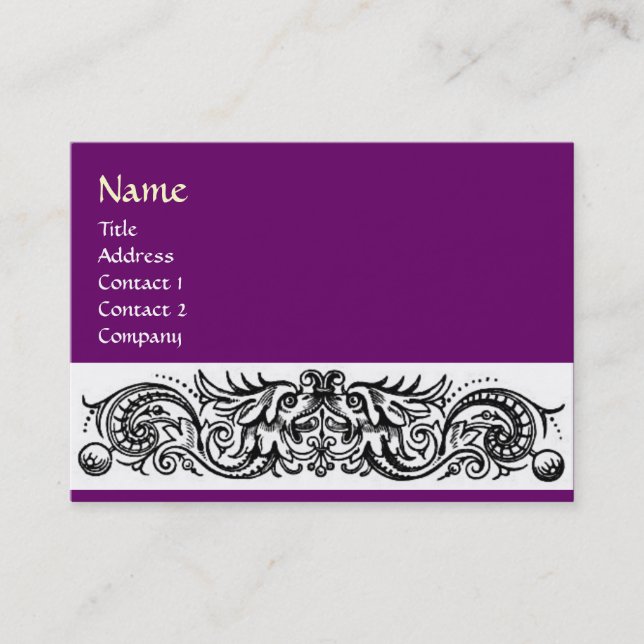 CELTIC DRAGONS MONOGRAM ,purple Business Card (Front)
