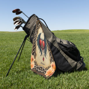 Celtic elegance with a heart and wings. golf towel