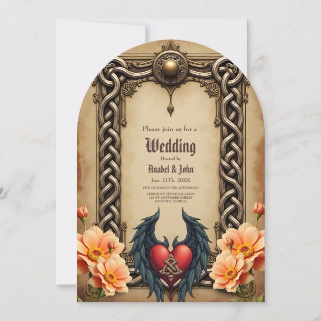 Celtic elegance with a heart and wings. invitation (Front)