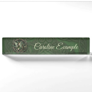 Celtic Emerald Fairy & Dragon – Enchanted Fantasy. Nameplate