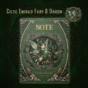 Celtic Emerald Fairy & Dragon – Enchanted Fantasy. Notebook