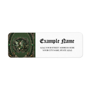 Celtic Emerald Fairy & Dragon – Enchanted Fantasy. Return Address Label