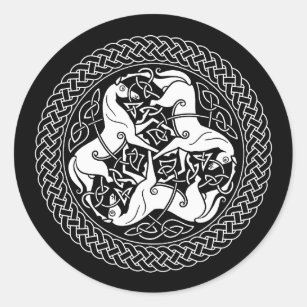 Celtic Epona Knot with Horses Classic Round Sticker