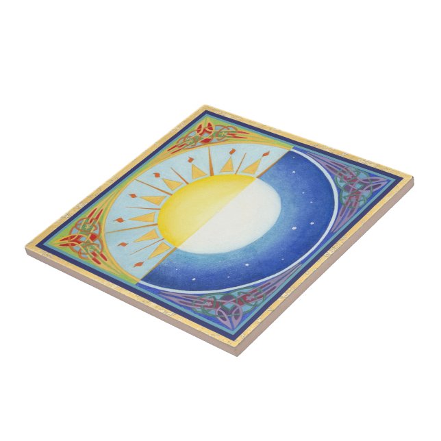 Celtic Equinox Sun and Moon Ceramic Tile (Side)