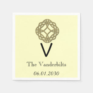 Celtic Eternity Knot Gold Ivory Monogram Wedding Napkin