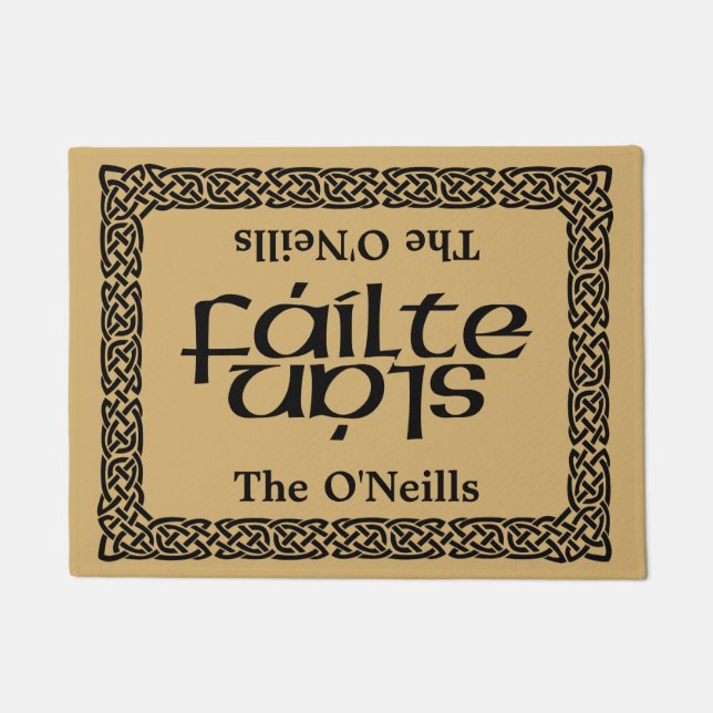 Celtic Fáilte/Slán (Welcome/Good by) personalised Doormat (Front)