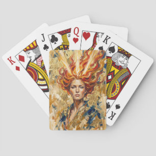 Celtic Fire Goddess Brigid Gold Leaf Fantasy Art Playing Cards