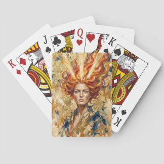 Celtic Fire Goddess Brigid Gold Leaf Fantasy Art Playing Cards