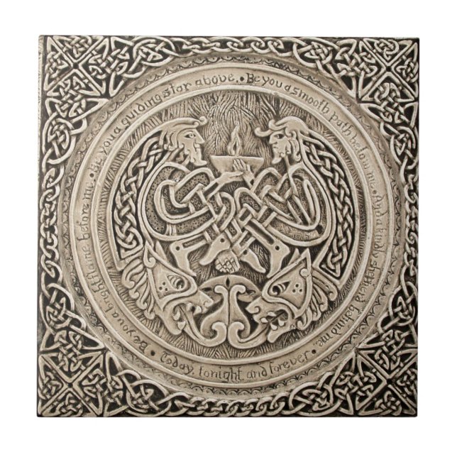 CELTIC FLAME -VINTAGE CELTIC DESIGN CERAMIC TILE (Front)