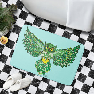 Celtic Flight Owl Green Bath Mat