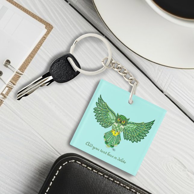 Celtic Flight Owl Green Key Ring (Creator Uploaded)