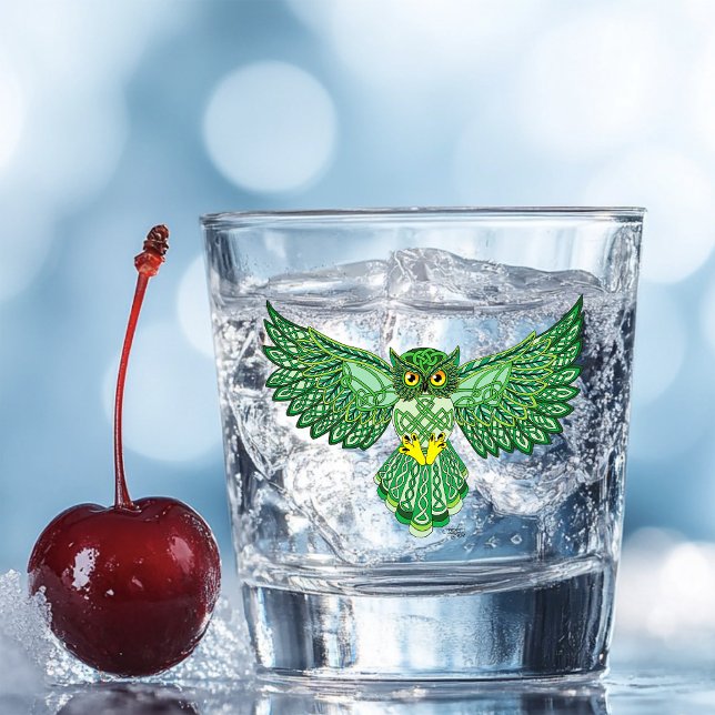 Celtic Flight Owl Green Shot Glass (Creator Uploaded)