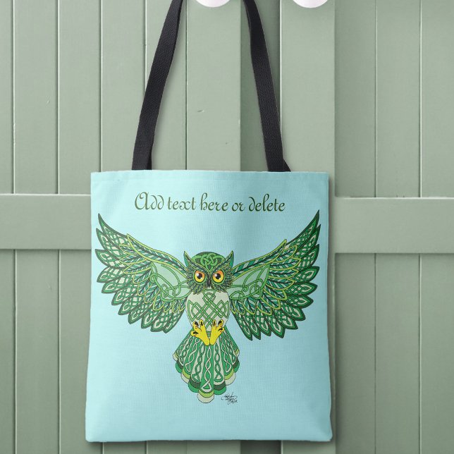 Celtic Flight Owl Green Tote Bag (Creator Uploaded)