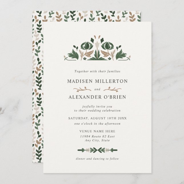 Celtic Folk Art Wedding Invitation (Front/Back)