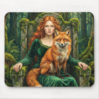 Celtic Forest Queen Red Fox Witch Fantasy Art ( Mouse Pad