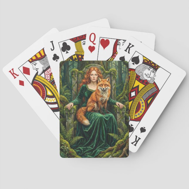 Celtic Forest Queen Red Fox Witch Fantasy Art ( Playing Cards (Back)