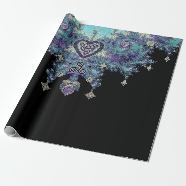 Celtic Fractal Tapestry Celtic Heart Knot Wrapping Paper (Unrolled)