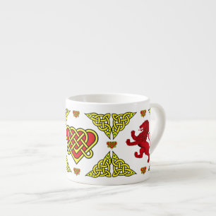 Celtic/Gadhlig  heart Scotland red Rampant Lion 2 Espresso Cup