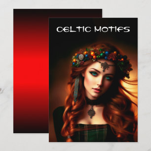 Celtic girl fashion makeup lovely pagan elegant holiday card