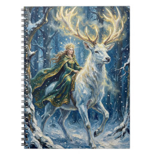 Celtic Goddess & Glowing White Stag Notebook
