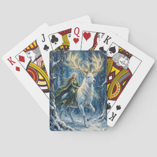 Celtic Goddess & Glowing White Stag Playing Cards