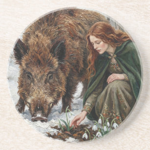 Celtic Goddess & Wild Boar Coaster