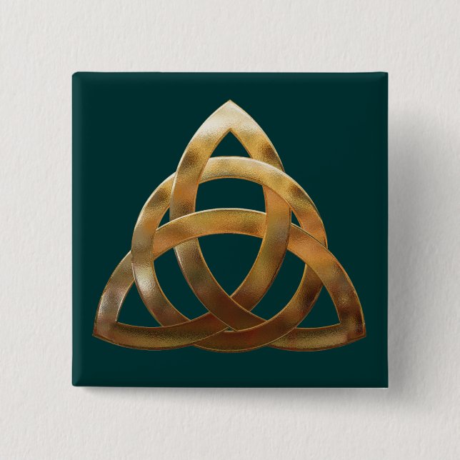 Celtic Gold Trinity Knot 15 Cm Square Badge (Front)