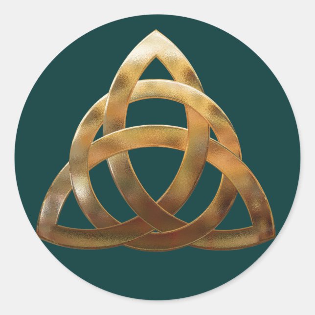 Celtic Gold Trinity Knot Classic Round Sticker (Front)