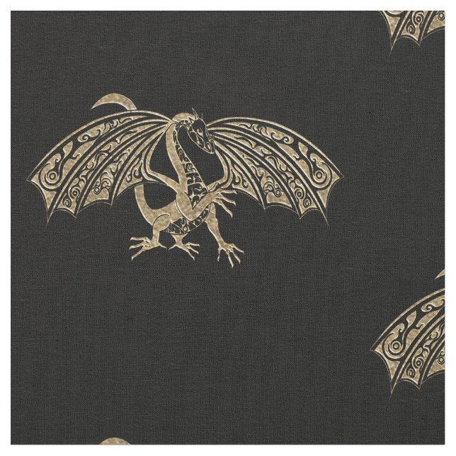 Celtic Golden Dragon Goth fabric (Close Up)