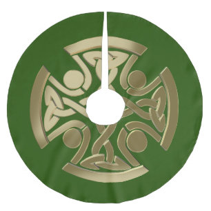 Celtic golden knot brushed polyester tree skirt