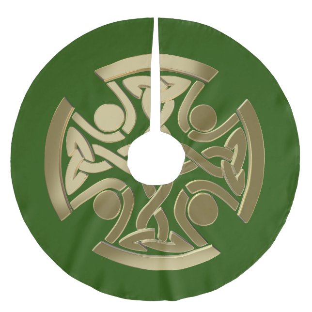 Celtic golden knot brushed polyester tree skirt (Front)