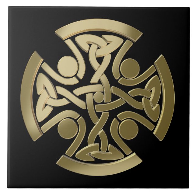 Celtic golden knot ceramic tile (Front)