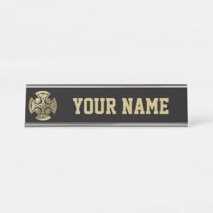 Celtic golden knot desk name plate