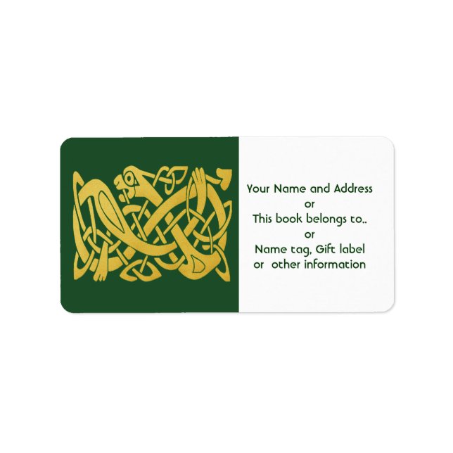 Celtic Golden Snake on Dark Green labels (Front)