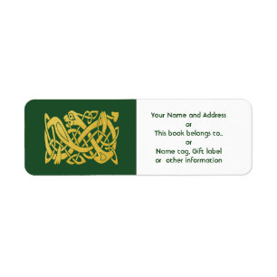 Celtic Golden Snake on Green Return Address Label