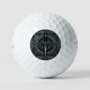 Celtic Green and Silver Sword Golf Balls
