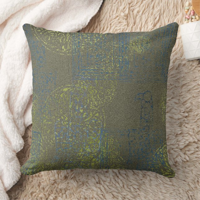 Celtic Green Blue Pattern Cushion (Blanket)