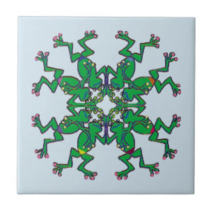 Celtic green frogs doing synchronised swimming ceramic tile