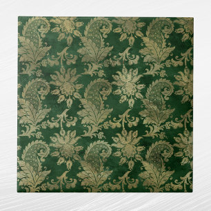Celtic Green Gold Paisley Floral Pattern Ceramic Tile