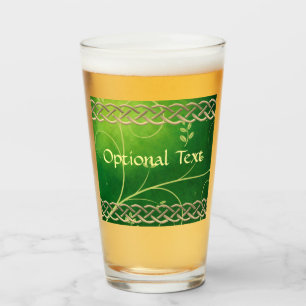 Celtic Green Knots & Leaves Glass
