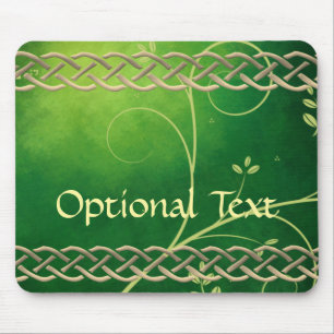 Celtic Green Knots & Leaves Mouse Pad