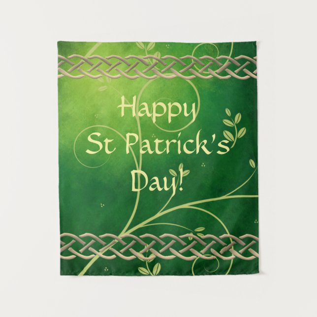 Celtic Green Knots & Leaves Tapestry (Front)