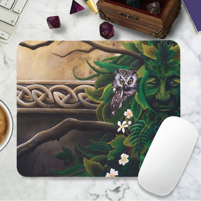 Celtic Green Man Owl Mouse Pad (Creator Uploaded)