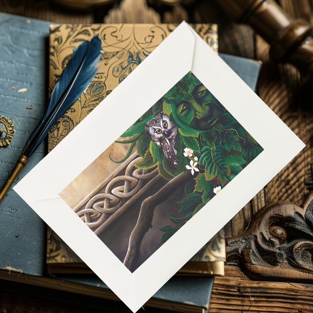 Celtic Green Man Owl Rectangular Sticker (Creator Uploaded)