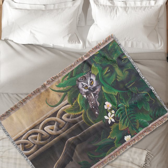 Celtic Green Man Owl Throw Blanket (Creator Uploaded)