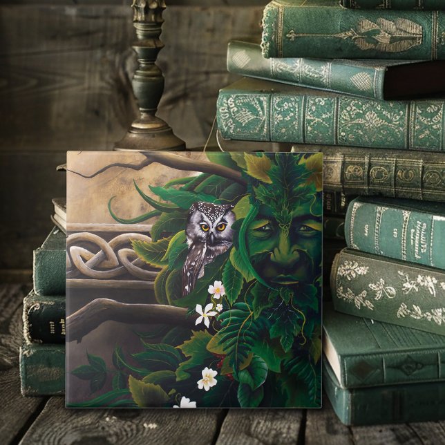 Celtic Green Man Owl Tile (Creator Uploaded)