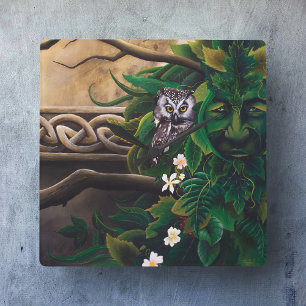 Celtic Green Man Square Wall Clock