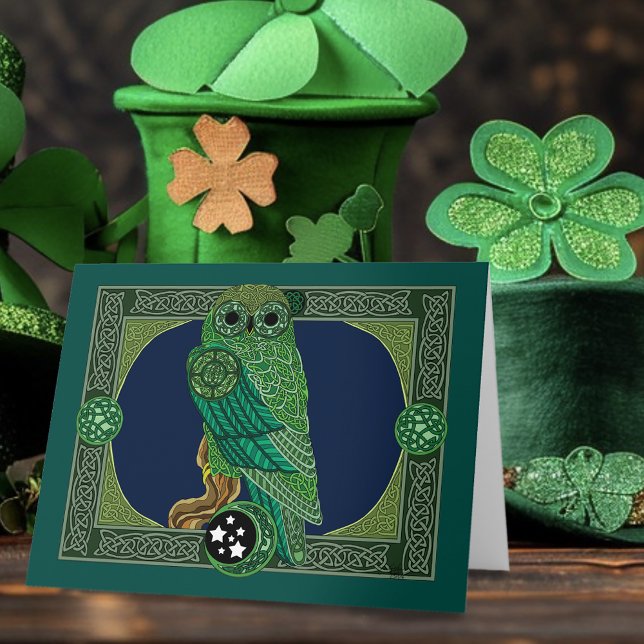 Celtic Green Owl Card (Creator Uploaded)