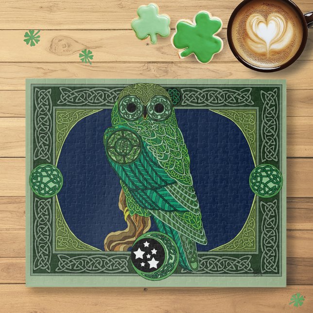 Celtic Green Owl Jigsaw Puzzle (Creator Uploaded)