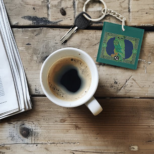 Celtic Green Owl Key Ring